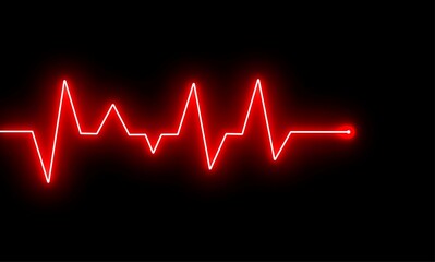 Neon glowing heart shape. Realistic Heartbeat icon, Lifeline background wallpaper design