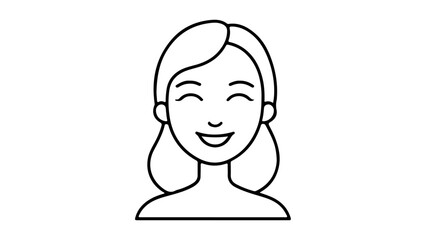 vector illustration of a woman smiling line art