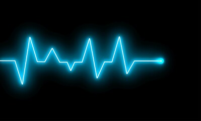 Neon glowing heart shape. Realistic Heartbeat icon, Lifeline background wallpaper design