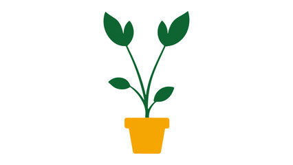 green plant in yellow pot vector outline shape silhouette illustration