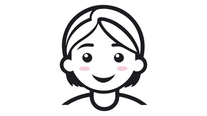 girl face vector illustration with pink cheeks 