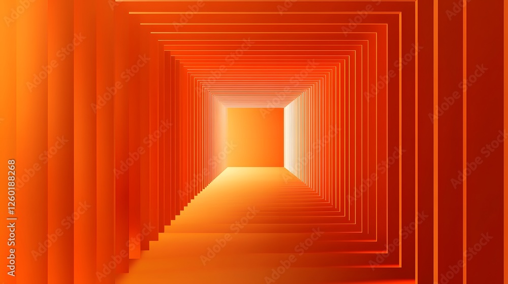 Aufkleber abstract perspective tunnel formed with vibrant orange rectangular frames