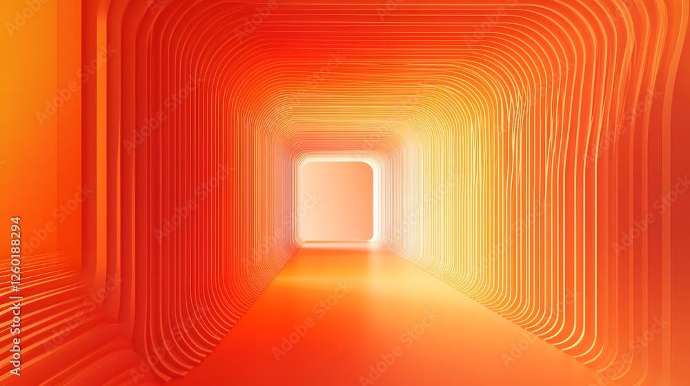 Poster warm toned corridor constructed from repeating square frame structures