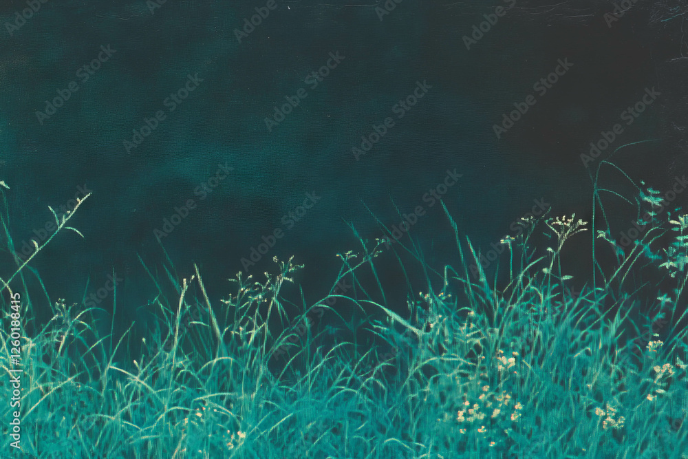 Aufkleber Varied meadow texture with subtle changes in grass height and color on a dark background