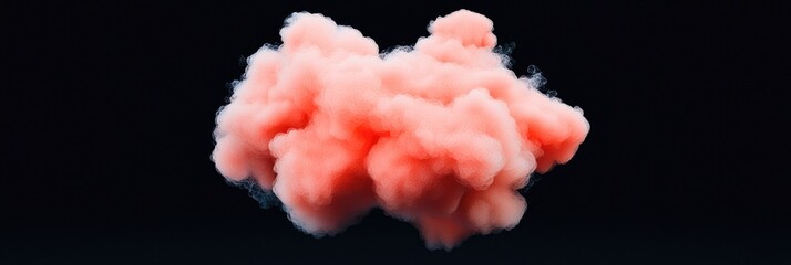 Abstract coral pink smoke cloud isolated on black background.