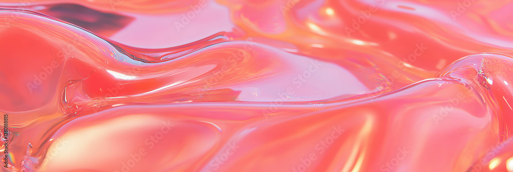 Poster clear gel texture with fluid movement and high transparency in a clean cosmetic setting