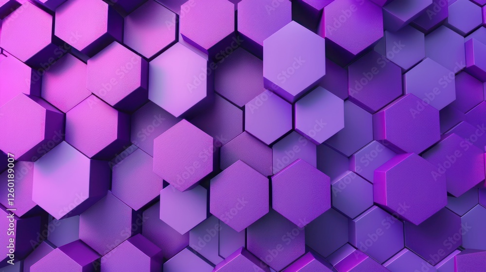 Poster abstract purple hexagonal pattern with depth and texture