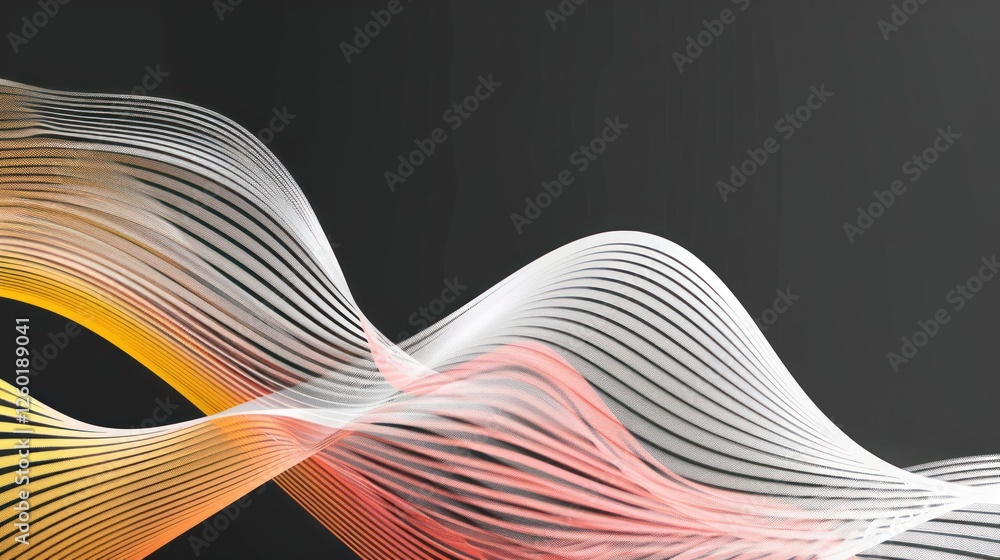 Poster abstract wave patterns in vibrant colors on dark background