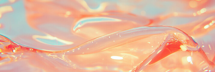 Elegant flowing texture of clear gel with subtle light reflections in a clean cosmetic aesthetic