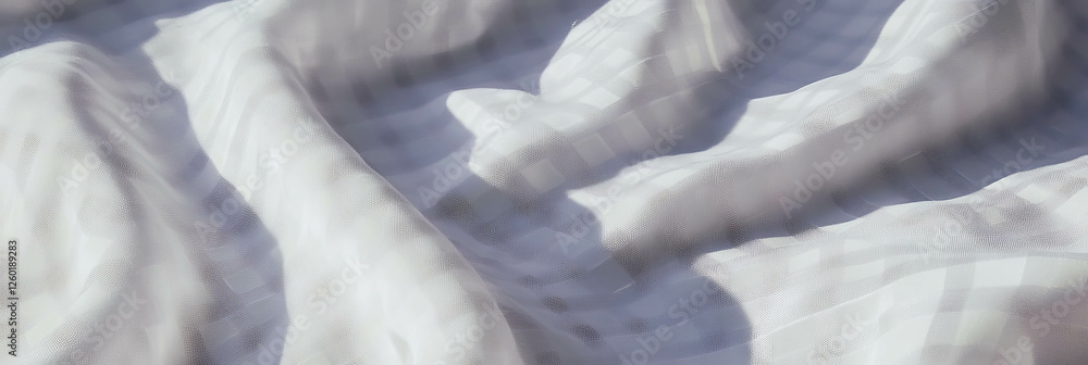 Poster textured white checkered tablecloth with large squares creating a crisp visual effect