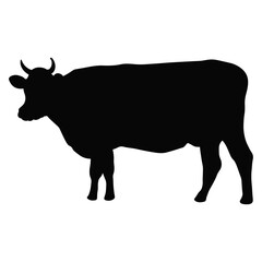 Silhouette of Sacrifice Animal. Eid Al Adha Celebration. Isolated on White Background.