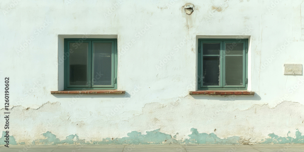 Poster textures of a worn white wall with subtle marks and window frames enhancing the ambiance
