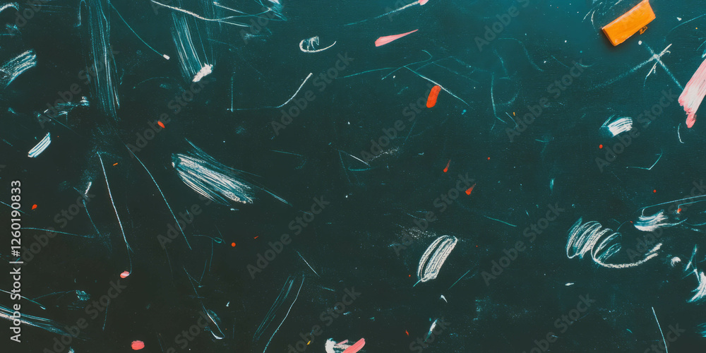 Poster textures of a white wall featuring chalk scribbles and colorful markings in a creative space