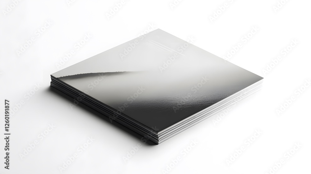 Poster square stack of glossy booklets with a landscape image