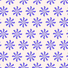 Vector seamless pattern with purple decorative flowers on a beige background