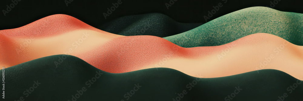 Poster Stylized hills with various textures and patterns create a vibrant banner background