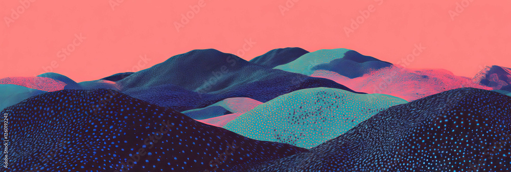 Poster colorful tiny hills with diverse textures creating a unique landscape for banners