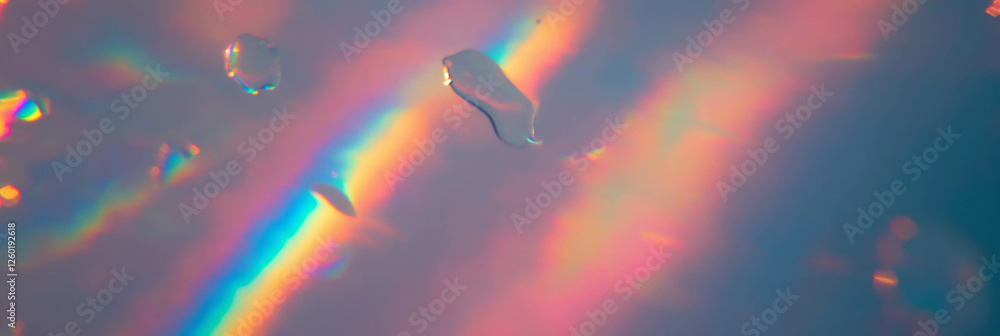 Poster stylized rainbows emerge after gentle rain and sunlight create a magical backdrop