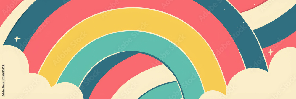 Aufkleber colorful tiny rainbows with gentle arcs create a cheerful banner background design