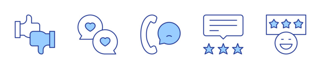 good review, chat, negative review, like, review. Feedback Icon vector illustration. Line Duotone style. Editable stroke