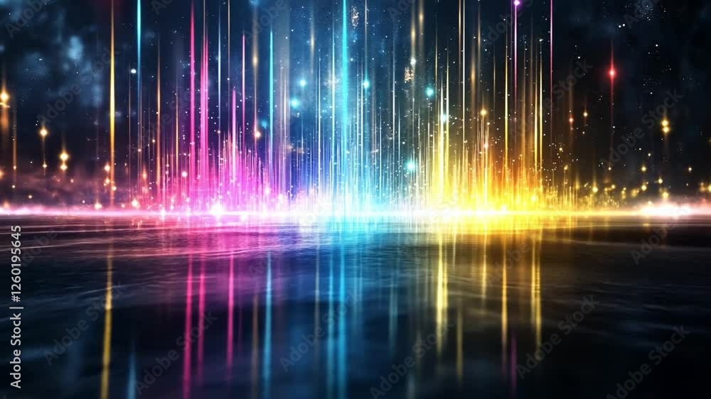 Poster colorful light waves create a mesmerizing visual display in a dark setting