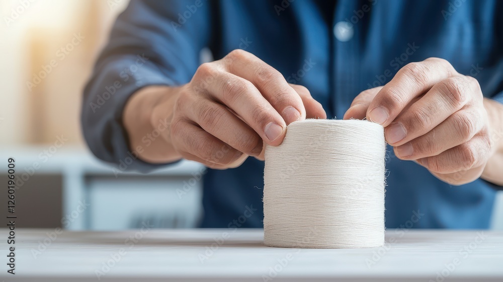 Poster pulp fiber concept, hands pressing recycled fibers into molds for creating reusable products in an e