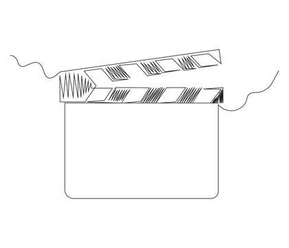 recommend clip art: One continuous line drawing of movie clapper border concept. single line of film clapper illustration. editable stroke