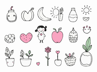 Healthy Habits Doodle Set for Wellness Journals