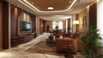 Modern living room with elegant decor and natural light