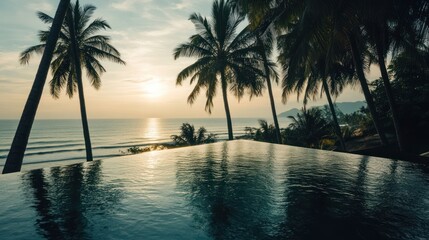 Obraz premium Sunset Serenity: Infinity Pool Paradise