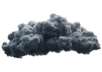 Dark Smoke Cloud Isolated on White and Transparent Background