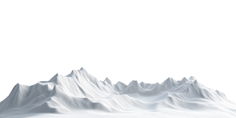 Snowy Mountain Range Isolated on White and Transparent Background