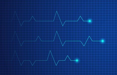 Neon cardiogram heart shape. Glowing Heartbeat icon, Lifeline background wallpaper design