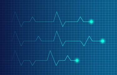 Neon cardiogram heart shape. Glowing Heartbeat icon, Lifeline background wallpaper design