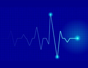 Neon cardiogram heart shape. Glowing Heartbeat icon, Lifeline background wallpaper design