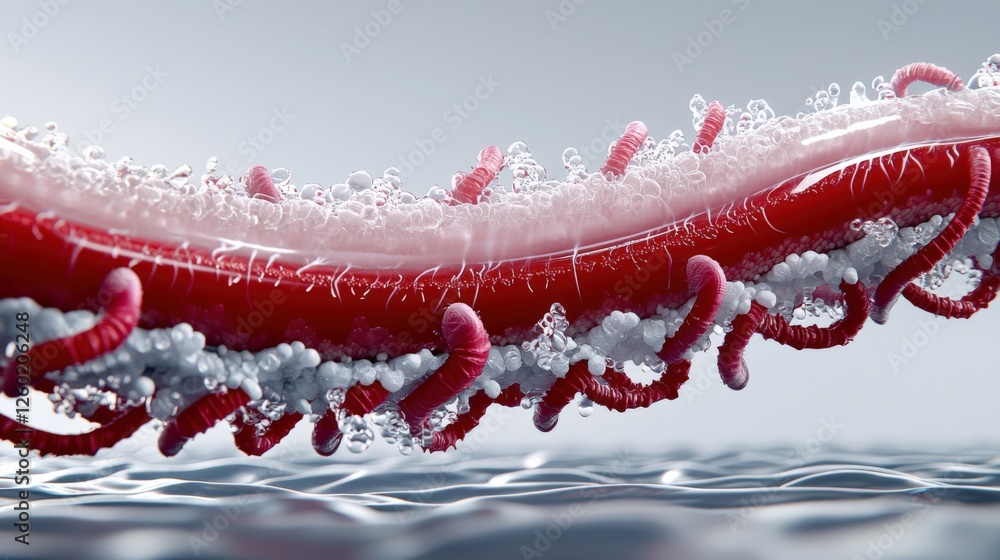 Poster exploring microscopic life forms scientific laboratory 3d visualization clean environment close-up v
