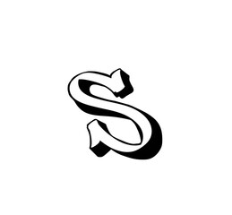 alphabets font letter S isolated graffiti calligraphy style