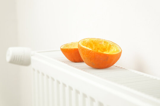 Orange peels on a warm radiator - an ideal natural air freshener wich will produce a pleasant sweet smell that can also neutralise unpleasant odours