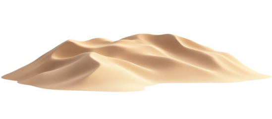 Desert Sand Pile Dune Isolated on White and Transparent Background