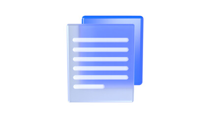 Document file with glass morphism tranparent icon 3d model
