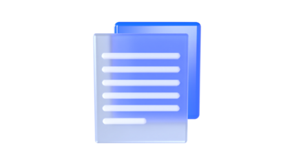 Document file with glass morphism tranparent icon 3d model