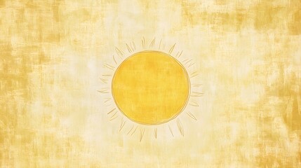 Stylized drawing of a radiant yellow sun on textured background
