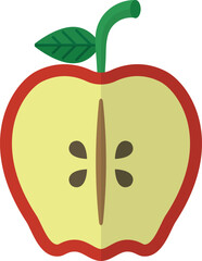 Slice of apple with leaf flat design