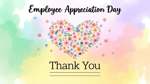 Employee Appreciation Day. Heart-shaped floral composition celebrating employee appreciation day