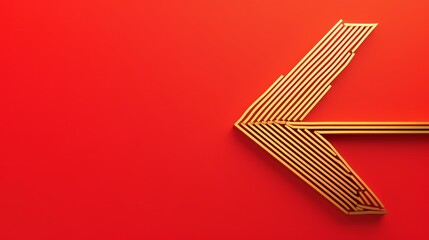A sleek golden line forming an upward trend on a vibrant red background, symbolizing growth, success, and financial progress in a minimalist and conceptual design. AI generated.