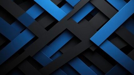 Intersecting Lines and Shapes on Blue Background with White Center Space for Text. Minimalist Geometric Wallpaper for Clean and Modern Design.