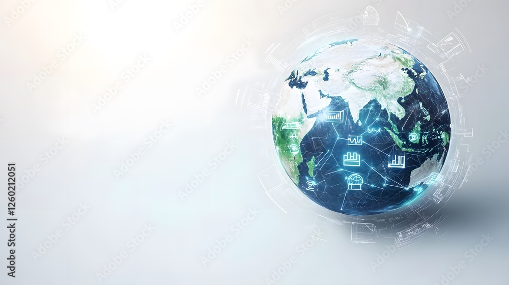 Poster global network illustrating interconnected data and technology