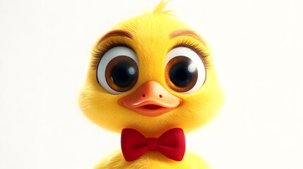 Adorable Yellow Duck with Red Bowtie - Cartoon Character