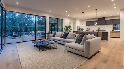 Modern living room with open space design.