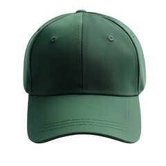 Green Baseball Cap Isolated on White and Transparent Background